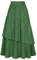 Belle Poque Plus Size Röcke für Damen Boho Lang Rock Rüsche Röcke Flared Plissee Rock mit Taschen Grün XXL