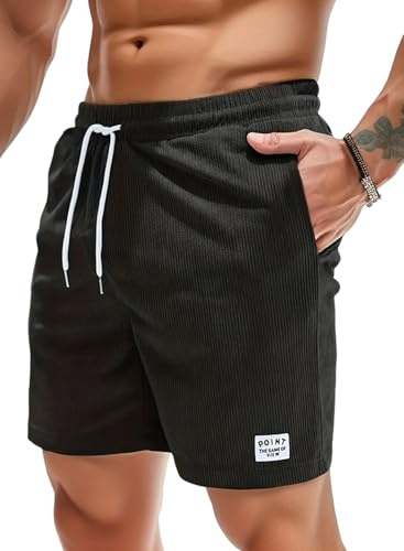 Shorts et Bermudas Homme Coton Casual Velours Côtelé D'été Pantalon Jogging Chino Sport Cargo Running Plage Court Short avec Poches