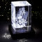 contento 3D Glaswürfel Gravur | mit LED Beleuchtung | Glasfoto in 3D | 3 Personen/Tiere | personalisierte Geschenkidee von Deinem Foto, Hochzeit, Weihnachten | Größe M hoch inkl. Leuchtsockel