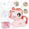 Seifenblasenmaschine, Ambesty Einhorn Seifenblasenpistole Kinder, Seifenblasen Pistole mit 100ml Seifenblasen Flüssigkeit, Bubble Gun Machine mit Licht Kinder/Geburtstag/Party/Hochzeit (Rosa)