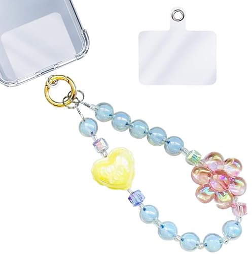 Ysnzaq Dragonne de Téléphone Universelle, Bijoux de Telephone avec Languette D'attache, Bracelet Chaîne Anti Perte, Chaine Telephone Portable Perlée pour Femmes SL Flower