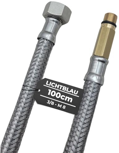 LICHTBLAU tuyau inox 100 cm 3/8 vers M8 long flexible blindé anti torsion robinet eau potable cuisine raccord universel haute pression