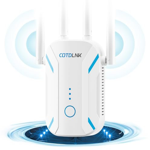 COTDLNK Amplificateur WiFi 1200Mbps 2025 Répéteur WiFi Le Plus Récent, Amplificateur Internet 5 GHz et 2,4 GHz Double Bande, Jusqu’à 260㎡ de Couverture Wi-FI, Configuration Facile