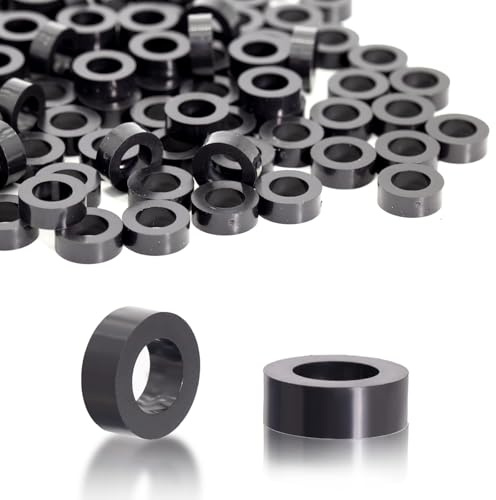 KINETOX 100 Stk Distanzhülsen M8 ABS Abstandshalter Kunststoff (Schwarz) Gummi Distanzhülsen kunststoff Isolierung Distanzscheiben für M8 Schrauben 14x5mm für Leiterplatten | Elektrisch isolierend
