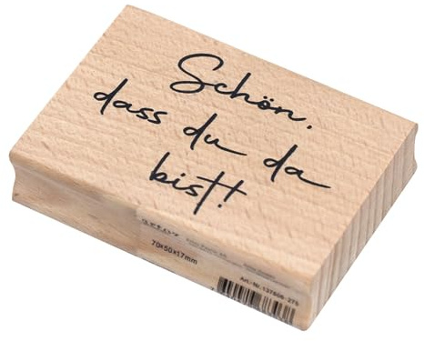 Artoz Holzstempel 'Schön dass du da bist!', Buchenholz, 70 x 50 x 17mm, FSC-Zertifiziert