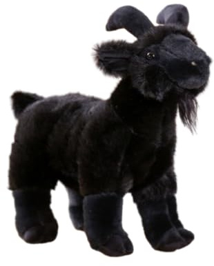 Ziege PlüSchtier Stand Simuliertes Tier Kawaii Schaf PlüSchtier, Kleine Lammfigur,Kuscheltier Mit Gewicht Kuscheltier Realistische Antilope Spielzeug FüR Baby MäDchen Und Jungen, (18cm,Schwarz)