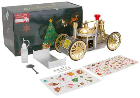 Modèle de voiture de Noël en métal à vapeur, kit scientifique opérationnel de style vintage pour les amateurs de voitures anciennes (version assemblée)
