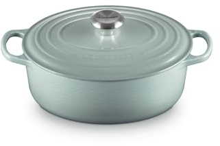 Le Creuset Signature Ovaler Bräter aus Gusseisen, 27 cm, 4,1 Liter, Sea Salt