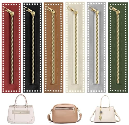 pclapora 6 Pezzi Cerniere in Pelle PU con Buchi 27 cm Cerniere per Cucito | 6 Colori per Uncinetto Cucito Borse Fai-Da-Te Chiusura Borsa Uncinetto Portafoglio Accessori Artigianato & Progetti Manuali