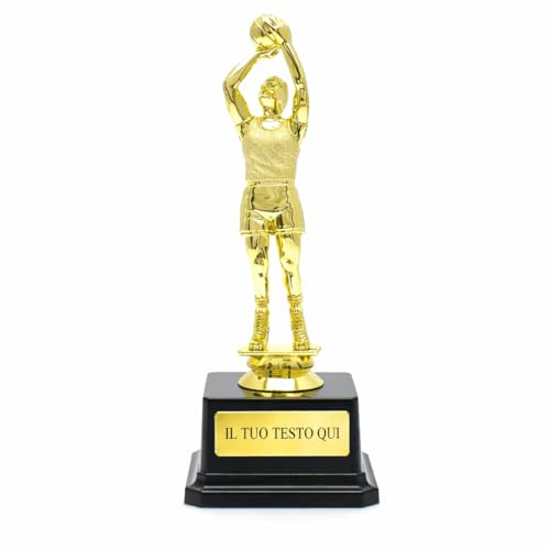 D&Vlab Trofeo Basket 21 cm in Oro Personalizzato con Targhetta Stampata – Coppa Premiazioni Sportive Tornei Basket