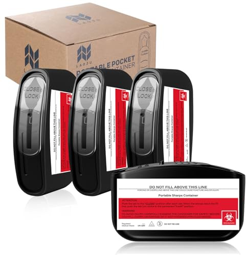 Travel Sharps Bin 80ml Sharps Disposal Container 4 Pack Portable Mini Sharps Box for Needles Lancets Test Strips black