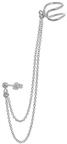 925 Sterlingsilber Kugel Stecker & Ohrklemme mit Kette Ohrring