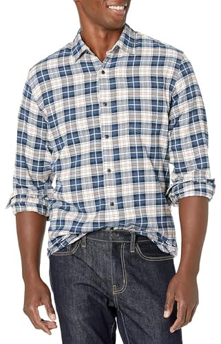 Amazon Essentials Men's Long-Sleeve Flannel Shirt (Available in Big & Tall), Multicolour Check Plaid, S