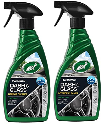 Turtle Wax 50582 Dash & Glass Interior Cleaner and Protectant, Superior Cleaning Spray for Dashboard, Glass, Tech Screen, and All Interior Hard Surfaces, 500ml x2