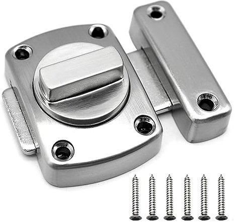 BuxiuGK 1Pcs Door Bolt Rotate Bolt Latch Gate Stainless Steel Lock with 6 Screws for Door Latch for Bathroom Cabinet Door - Silver