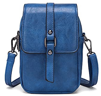 myfriday Vintage Umhängetasche für Damen Kleine Schultertasche Handtasche Messenger Bag Handytasche mit 2 Haupttaschen & Kopfhörerloch