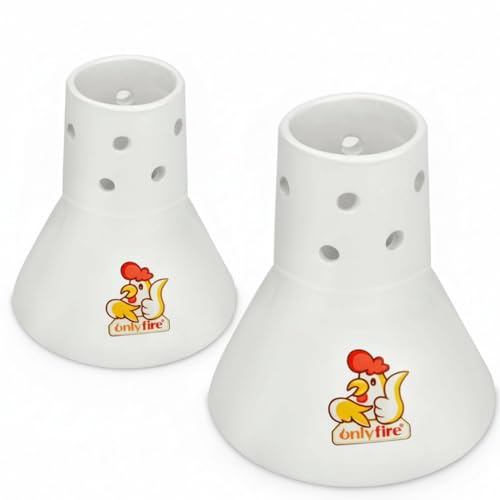 only fire Cuiseur vapeur en céramique pour cannette, poulet, dinde et rôtissoire pour four ou barbecue (grand + petit)