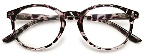 KOOSUFA Mode Anti Blaulicht Lesebrille Runde Federscharnier Damen Herren | Blaulichtschutz, Komfort, Modern Retro-Optik, Vollrand, PC-Rahmen, Harzlinsen, Mehrere Farboptionen, 0.0 bis 4.0x