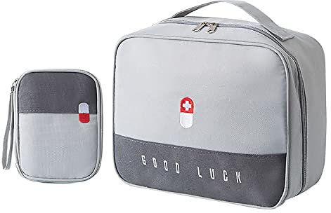 Notfalltasche, 2 Stück Reiseapotheke Set, Für Zuhause, Reisen, Camping, Outdoor Aktivitäten, Grau