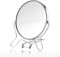 AKH® Doppelseitiger Schminkspiegel | 12 cm Durchmesser | Vergrößerung Make-up-Spiegel | Silberner Kosmetikspiegel | 3-fache Vergrößerung | Silberner Tischspiegel