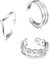 Krfy 925 Silber Zehenringe für Damen Verstellbares Band Pinky Ringe Minimalistischer Strand Fuß Schmuck 3Pcs Open Zehenringe Set