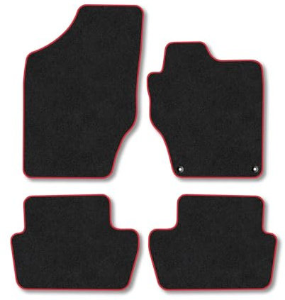 Citroen C4 (2010-2020) Carpet Car Mats | Red Edge Trim Tailored Fit Floor Mats Full Coverage Protection Accessories Easy Clean Anti Slip Made in the UK
