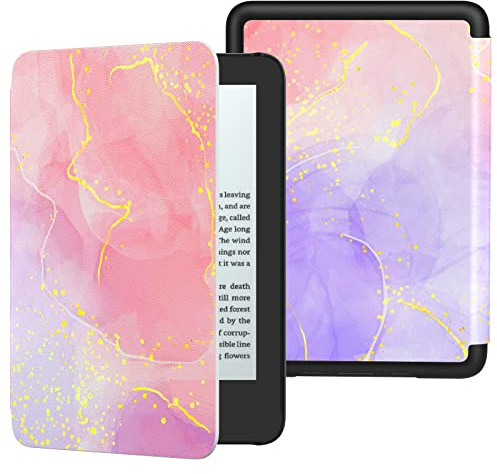 MoKo Hülle für 6 Amazon Kindle 11. Generation 2024/2022, Lila/Rosa