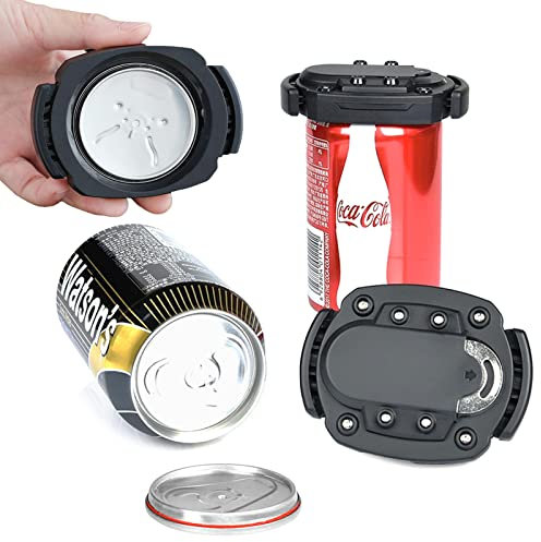 Can Opener Manual Hand Held Easy Safety Camping Beer Can Openers Smooth Edge with Bottle Opener, Black
