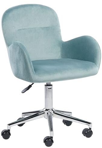 Bürostuhl Samt mintgrün höhenverstellbar drehbar mit Armlehnen modern Priddy