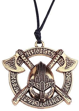 UnLou necklace pendant Viking Double Headed Axe Men's Pendant Necklace Viking Design Round Double Axe Pendant Jewelry Gift Birthday gifts