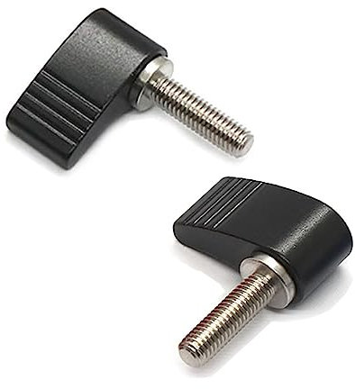 Lot de 2 vis M4 x 10 mm avec poignées Vis moletées à ailettes simples Vis à ailettes réglables Noir