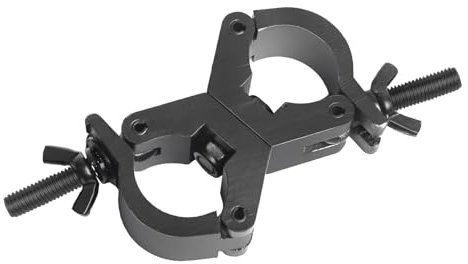 Lighting Truss Swivel Coupler Clamps for Lights, O Clamp Black Pole Quick Release Dual Head Clamp, 30mm-35mm Tube Wrap Around Pipe Mounting Bracket