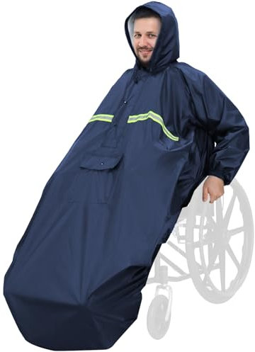 ANYOO Wasserdichte Rollstuhl Poncho Abdeckung mit Ärmeln, Leichter Regenponcho Cape Shield mit Gummibändern bietet Trockenschutz für Rollstühle, Gelb, Einheitsgröße