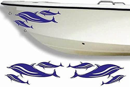 2X Delfine Set Delfin Aufkleber 30cm Bug Heck Fische Angeln Schlauchboot Nautic See Fischer Bootsbeschriftung Bootbeschriftung Fischen Sticker