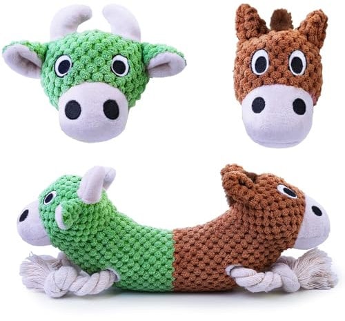 CIIVURR Interactive Plush Dog Toys for Small Medium Dogs - Boredom-Busting Tug of War with Ropes & Squeakers, Perfect for Teething & Pet Birthdays