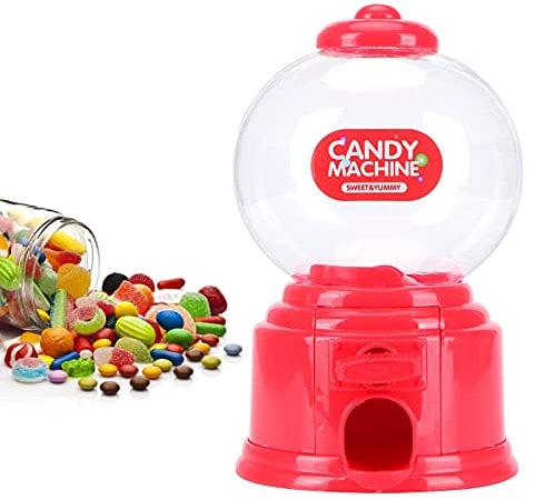 Candy Machine Dispenser, Machine à Gommes en Plastique Boites D'argent Machine de Bonbons en Plastique Mini Machine à Bonbons Boite de Stockage Mini Money Deposit Box pour Garçons Filles (Rouge)