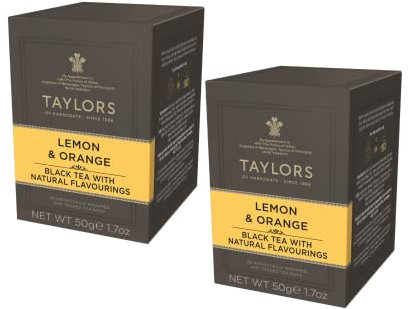 Taylors® | Tè Nero Limone e Arancia | Tè Nero Agrumi - 2 x 20 Filtri di Tè (100 Gr) | Tè Nero Forte in Bustine Singole