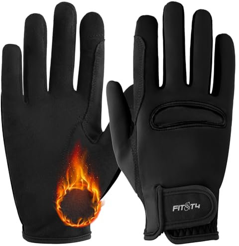 FitsT4 Sports Reithandschuhe Kinder Winter Grip rutschfest Handschuhe Reiten Kinder Jungen Mädchen mit Touchscreen-Design für Reitsport Sports,Schwarz,M