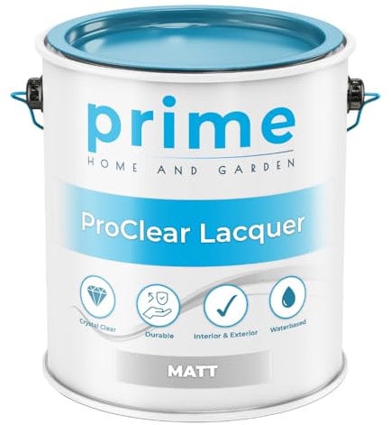 Prime ProClear Lacquer Paint - 1 Litre Quick Drying & Durable Lacquer for Wood, Plastic, Metal, Concrete, Glass & Ceramics | Water Resistant Coating for Interior & Exterior Surfaces (Matt)