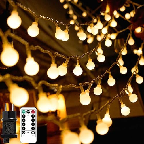 Kimuwote Catena Luminosa con Spina, 20M 150LED Catena Luminosa a LED per Esterni, 8 Modalità e Funzione Memoria, Ideale Come Decorazione Per Feste, Balcone, illuminazione di Natale