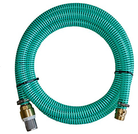 Sauggarnitur 1 1/4 Zoll 32mm Saugschlauchgarnitur Längen 1m-25m Saugschlauch 1 1/4 Ansauggarnitur mit Messing Rückschlagventil und VA Saugkorb (4m)