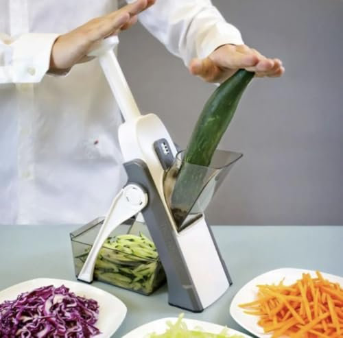 Cortador de Verduras | Mandolina de Cocina Profesional | Rebanador de Verduras y Patatas | Corte Ajustable con Cuchillas de Acero Inoxidable | Diseño Plegable y Seguro | Apto para Hogar y Restaurantes