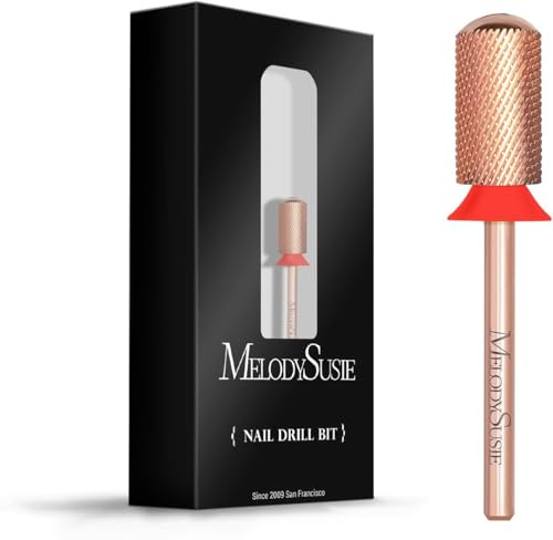 MelodySusie Nagelfräser Bits, 3/32'' Großkaliber-Hartmetallfräser mit abgerundeter Spitze und glatter Oberfläche, Nagelfräser Aufsätze für Maniküre/Pediküre/Cuticle/Gel-Polishing (Roségold)