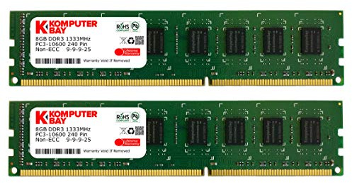 Komputerbay 16GB (2x 8GB) PC3-10600 10666 1333MHz DDR3 a 1333 DRAM DIMM a 240 pin RAM Desktop memoria doppio canale Kit 9-9-9-25