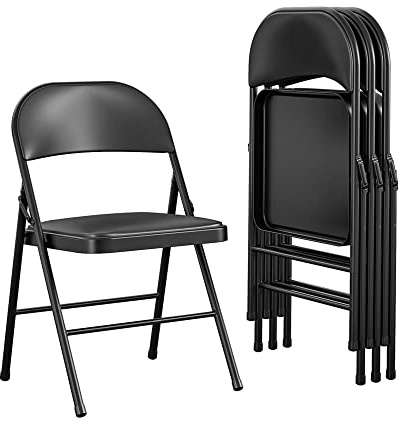 Cosco Premium Sedia Pieghevole in Metallo Imbottita in Vinile 4 Pz Nero