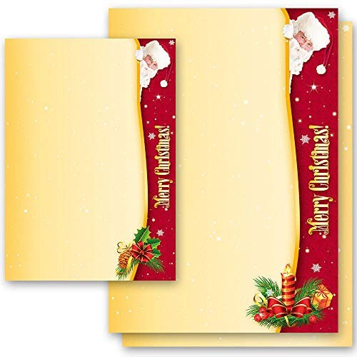 50 Blatt Briefpapier Nikolaus SANTA CLAUS Weihnachten - DIN A4 Format - Paper-Media
