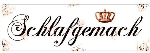 METALLSCHILD Blechschild SCHLAFGEMACH Türschild Vintage Shabby Schlafzimmer Schild aus Metall