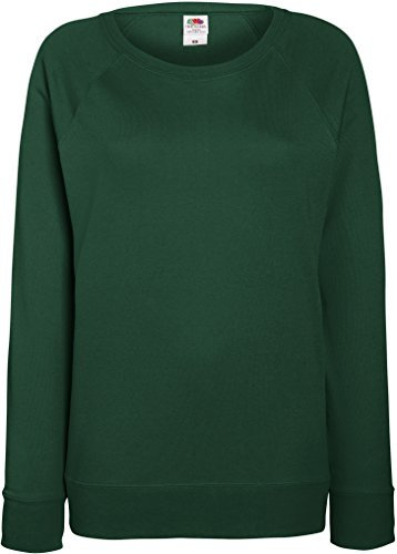 Fruit of the Loom- Sudadera Ligera y Ajustada de Mangas ranglán para Mujer (Grande (L)/Verde Botella)