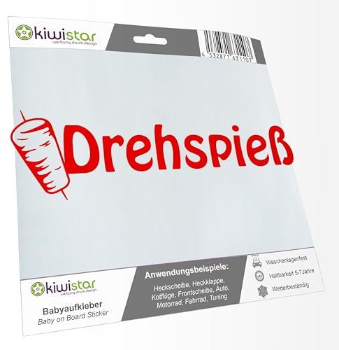 Autoaufkleber - Aufkleber - Döner Kebap - Kebab - hellrot - 120 cm - für Schaufenster Bistro Imbiss - Auto