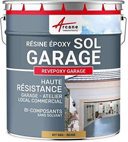 Peinture epoxy garage sol atelier local commercial magasin REVEPOXY GARAGE - 5 kg (jusqu'à 16 m² en 2 couches) Beige - RAL 1001 - ARCANE INDUSTRIES